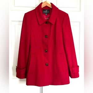 London Fog women’s wool blend single breasted coat in beautiful red size medium